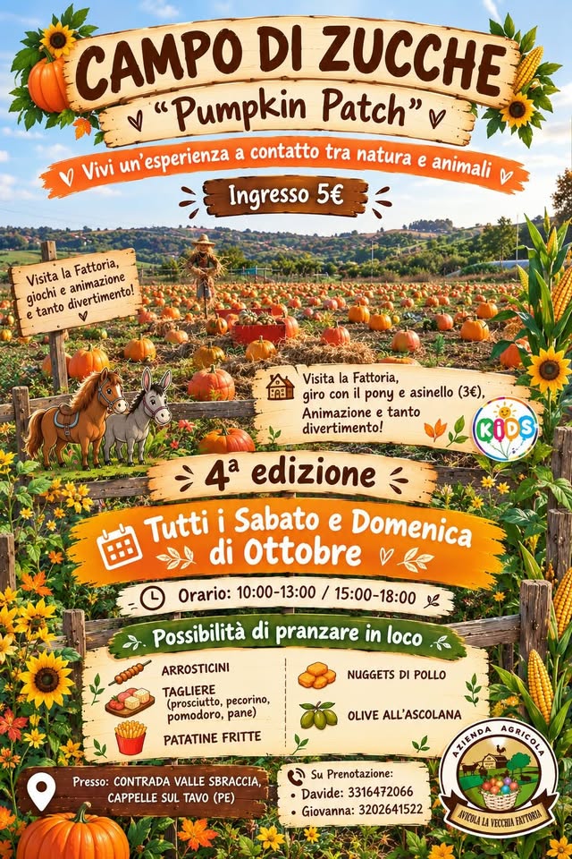 Evento Campo Di Zucche Locandina Campo Di Zucche - da sabato 3 ottobre - domenica 4 ottobre 2026 ore 22:00 ore 18:30