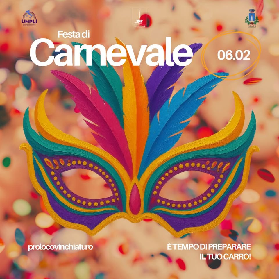 Evento Carnevale Vinchiaturese Locandina Carnevale Vinchiaturese - sabato 6 febbraio ore 15:00 - 17:00