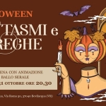 Immagine evento Cena di Halloween al Castello Bevilacqua a Bevilacqua (VR) May be a doodle of text that says 'HALLOWEEN FANTASMI e STREGHE CASTELLO BEVILACQUA CENA CON ANIMAZIONE E BALLO SERALE 31 OTTOBE ORE 20,30 ប.្ហបបី 量会0 DOVE Castello Bevilacqua, Via Roma 50, 37040 Bevilacqua (VR) 1状'
