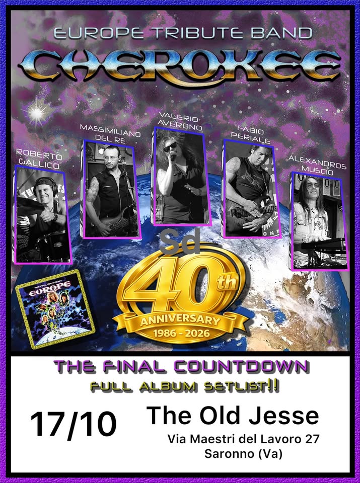 Evento Cherokee Live@ The Old Jesse Locandina Cherokee Live@ The Old Jesse - sabato 17 ottobre ore 22:00 - 00:00
