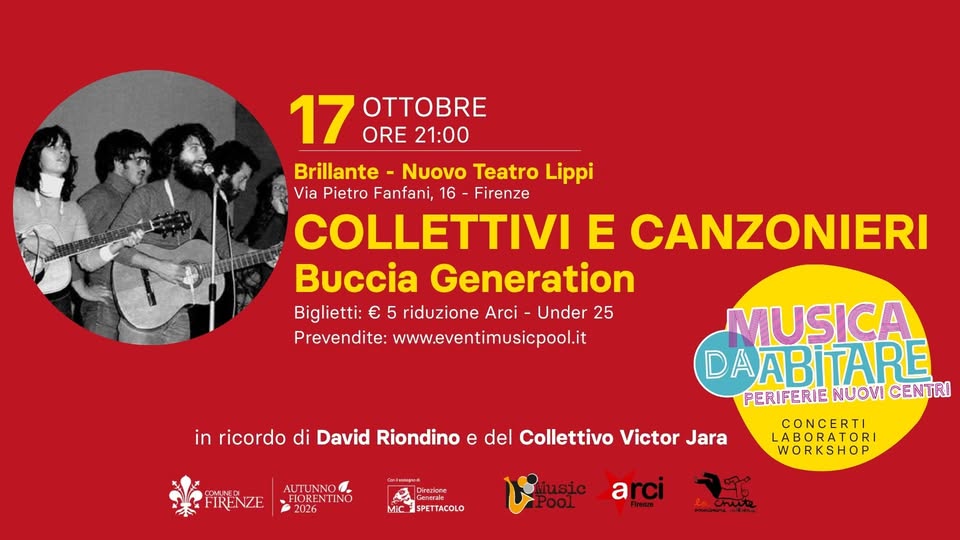 Evento Collettivi E Canzonieri – Buccia Generation Locandina Collettivi E Canzonieri – Buccia Generation - sabato 17 ottobre ore 21:00 - 23:00