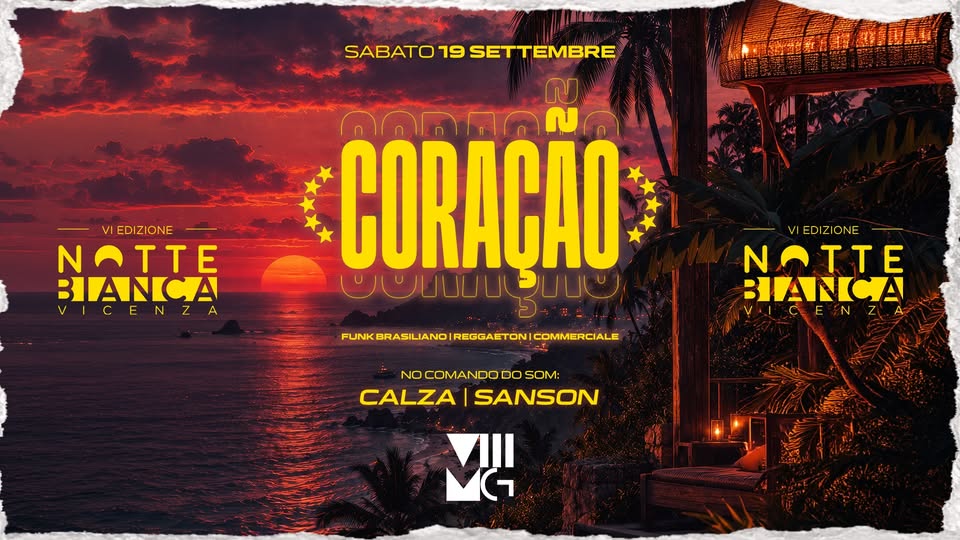Evento CORACAO – Notte Bianca Vicenza Locandina CORACAO – Notte Bianca Vicenza - sabato 19 settembre ore 21:00 - 23:00