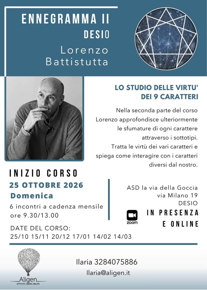Evento Corso Enneagramma 2 – Terzo Incontro Locandina Corso Enneagramma 2 – Terzo Incontro - domenica 20 dicembre ore 09:30 - 13:00