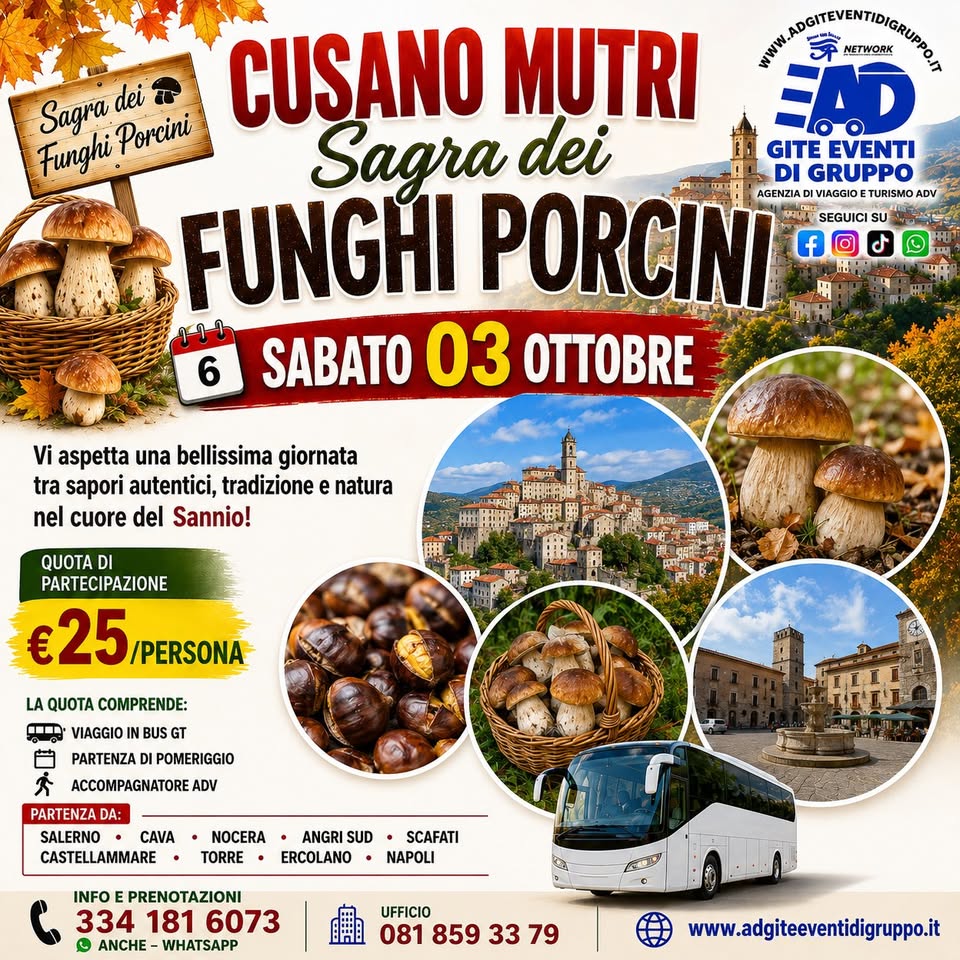 Evento Cusano Mutri Sagra Dei Funghi Porcini Sabato 03/Ottobre Locandina Cusano Mutri Sagra Dei Funghi Porcini Sabato 03/Ottobre - sabato 3 ottobre ore 15:00 - 23:00