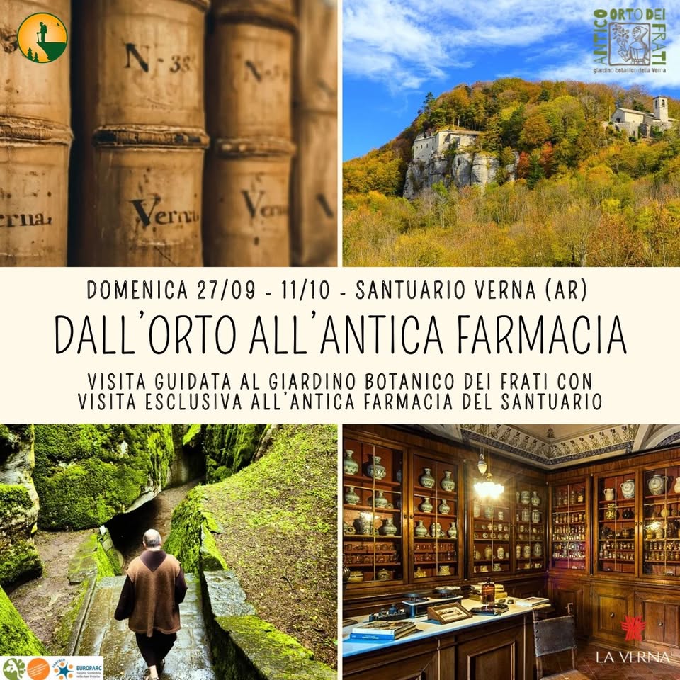 Evento Dall’Orto all’Antica Farmacia – Escursione al Giardino Botanico con Visita alla Farmacia coi Frati Locandina Dall’Orto all’Antica Farmacia – Escursione al Giardino Botanico con Visita alla Farmacia coi Frati - da domenica 27 settembre - domenica 11 ottobre 2026 ore 09:00 ore 12:30
