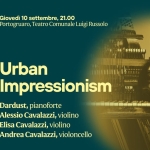 Immagine evento DARDUST – Urban Impressionism a Portogruaro (VE) May be a graphic of text that says "Giovedì 10 settembre, 21.00 Portogruaro, Teatro Comunale Luigi Russolo 44° Festival Internazionale Internaz iMusica Portogruaro agosto 15 settembre 2026 1曲 세인블민트트.림 لنس 選要。 Urban Impressionism Dardust, pianoforte Alessio Cavalazzi, violino Elisa Cavalazzi, violino Andrea Cavalazzi, violoncello"
