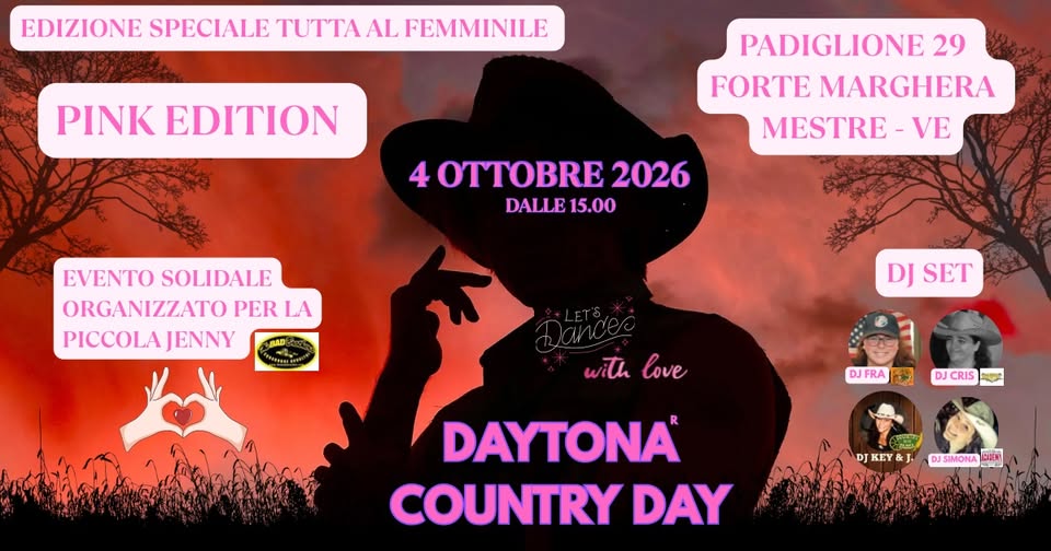Evento Daytona Country Day – Pink Edition Locandina Daytona Country Day – Pink Edition - domenica 4 ottobre ore 15:00 - 23:00