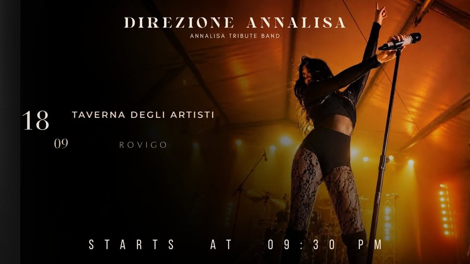 Evento DIREZIONE ANNALISA Rovigo Taverna degli Artisti Locandina DIREZIONE ANNALISA Rovigo Taverna degli Artisti - venerdì 18 settembre ore 21:30 - 23:30