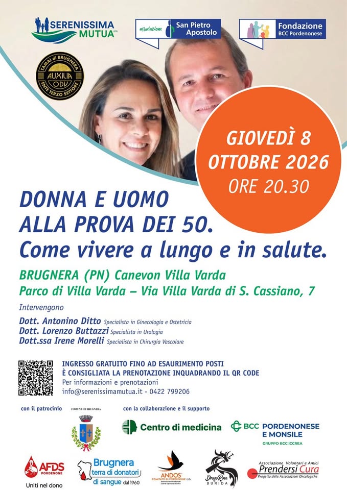 Evento Donna e uomo alla prova dei 50 Locandina Donna e uomo alla prova dei 50 - giovedì 8 ottobre ore 20:00 - 22:00