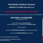 Immagine evento Edilizia e Governo del Territorio di Antonella Manzione, Consigliere di Stato a Forte dei Marmi (LU) May be a graphic of text that says '2 नয়राট Villa Bertelli, Giardino d'Inverno FORTEDEIMARMI VENERDÌ 23 OTTOBRE 2026, 15.30 EDILIZIA PRINCIP GENERALI GOVERNO DEL TERRITORIO TITOLI ABIL TATIVI, TIPOLOGIE FON BERTELLI INTERVENTI ERESPONSABILITA' ANTONELLA MANZIONE CONSIGLIERE DI STATO Saluti del Sindaco Bruno Murzi e del Presidente di Villa Bertelli Ermindo Tucci ALROPISMONILI AHMETbBνO Intervengono Edilizia governo delterritorio Avvocato CRISTIANA CARCELLI, amministrativista อง Avvocato CLAUDIA SELMI, penalista L'evento ccreditato Ordine degli Avvocati dall' Ordine degli Architetti conl riconescimentoditecroditiformatvi dell'acere dell'accroditamentodi aparte dell'Ordine degli ngegnerie del Collegie secondo modalita previste professionali. Geometri,'