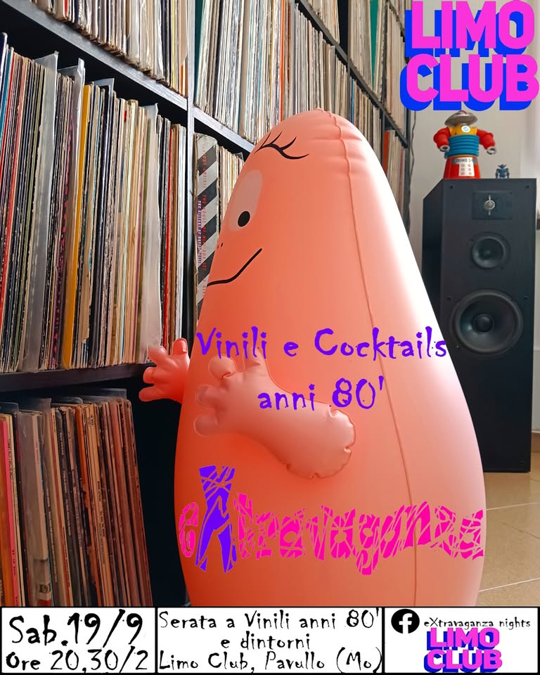 Evento eXtravaganza dj set – Vinili e Cocktail anni ’80 Locandina eXtravaganza dj set – Vinili e Cocktail anni ’80 - sabato 19 settembre ore 20:00 - 22:00