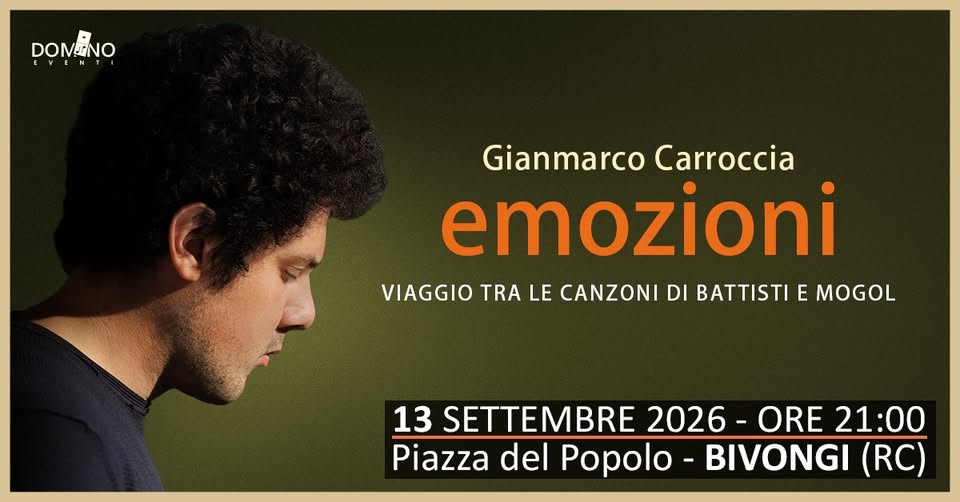 Evento Gianmarco Carroccia – EMOZIONI Locandina Gianmarco Carroccia – EMOZIONI - domenica 13 settembre ore 21:00 - 23:00
