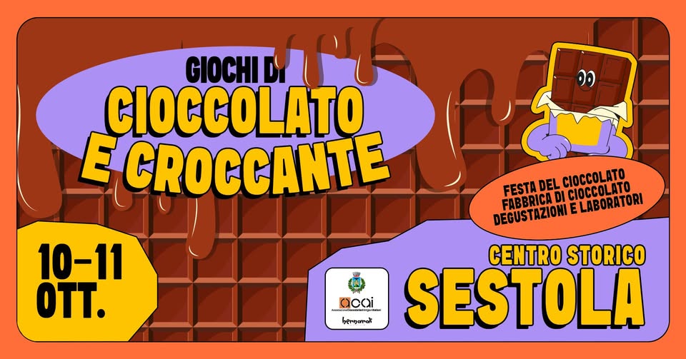 Evento Giochi di Cioccolato e Croccante – Sestola – 10 & 11 Ottobre 2026 Locandina Giochi di Cioccolato e Croccante – Sestola – 10 & 11 Ottobre 2026 - da sabato 10 ottobre - domenica 11 ottobre 2026 ore 10:00 ore 20:00
