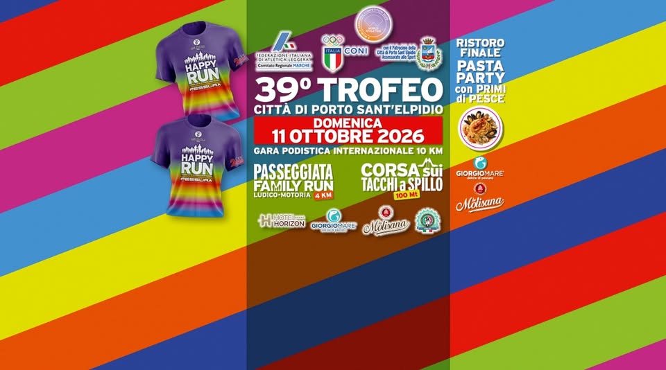 Evento Happy Run In Pse 2026 39° Trofeo Città Di Porto Sant’elpidio 10 Km Locandina Happy Run In Pse 2026 39° Trofeo Città Di Porto Sant’elpidio 10 Km - domenica 11 ottobre ore 07:30 - 13:30