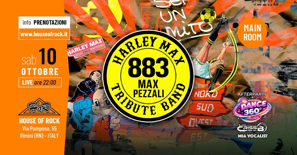 Evento HoR LiVE Harley Max 883 – Tribute Band Locandina HoR LiVE Harley Max 883 – Tribute Band - sabato 10 ottobre ore 22:00 - 00:00