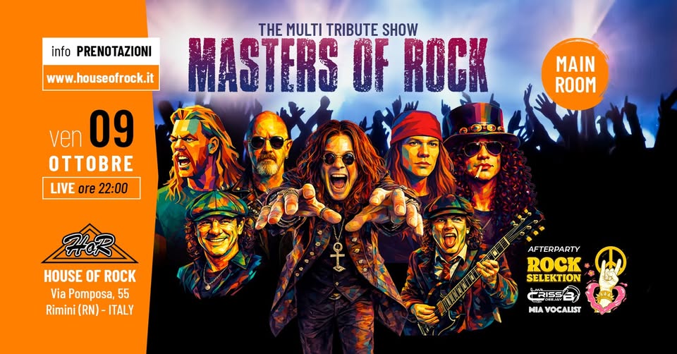 Evento Hor Live Masters Of Rock Locandina Hor Live Masters Of Rock - venerdì 9 ottobre ore 22:00 - 00:00