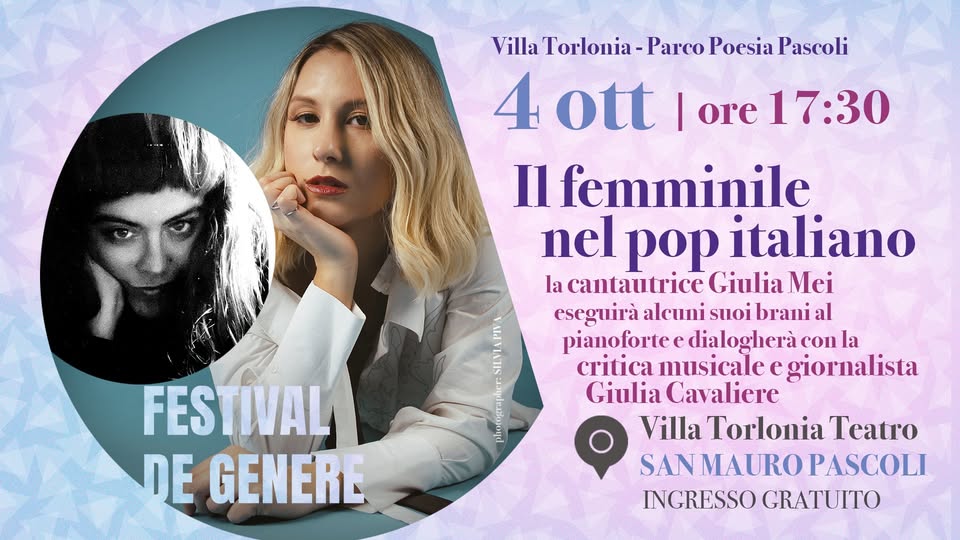 Evento Il femminile nel pop italiano Giulia Mei e Giulia Cavaliere in dialogo Locandina Il femminile nel pop italiano Giulia Mei e Giulia Cavaliere in dialogo - domenica 4 ottobre ore 17:30 - 19:30