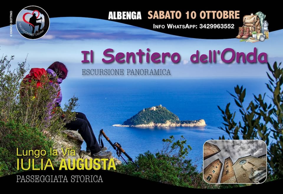 Evento Il Sentiero dell’Onda e la Via Iulia Augusta – Albenga con Guida Ambientale e Turistica Locandina Il Sentiero dell’Onda e la Via Iulia Augusta – Albenga con Guida Ambientale e Turistica - sabato 10 ottobre ore 10:00 - 17:00