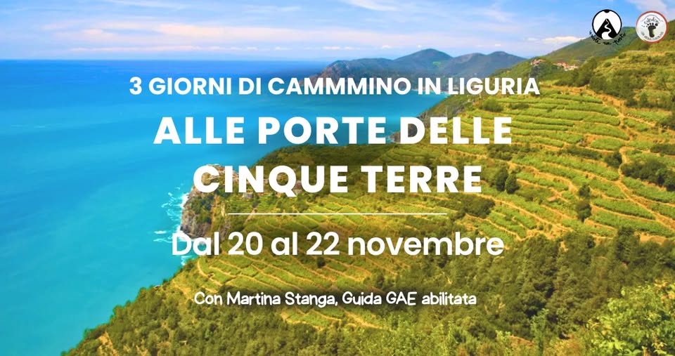 Evento In Cammino Alle Porte Delle Cinque Terre Locandina In Cammino Alle Porte Delle Cinque Terre - da venerdì 20 novembre - domenica 22 novembre 2026 ore 09:30 ore 17:00