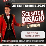 Immagine evento Inaugurazione Stagione Teatrale Q77 torna “Scusate il Disagio” a Torino (TO) Inaugurazione Stagione Teatrale Q77 torna "Scusate il Disagio" a Torino (TO) il 25 settembre 2026