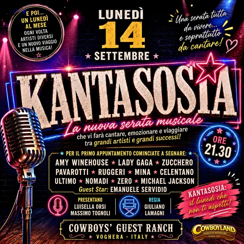 Evento Kantasosia At Cowboys’ Guest Ranch Locandina Kantasosia At Cowboys’ Guest Ranch - lunedì 14 settembre ore 21:30 - 23:30