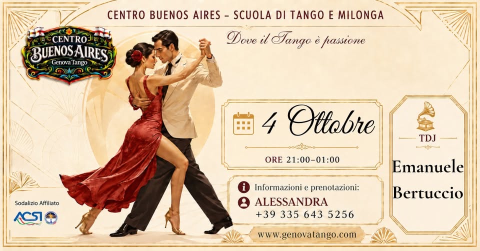 Evento La Milonga del CBA Locandina La Milonga del CBA - domenica 4 ottobre ore 21:00 - 01:00