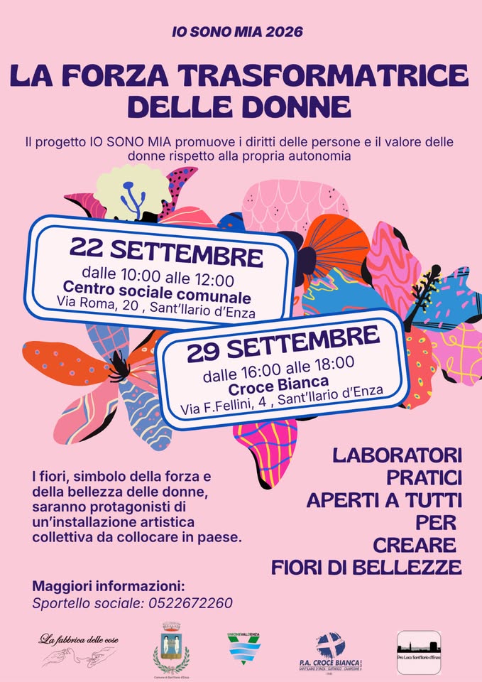 Evento LAB Io sono mia 2026 La forza trasformatrice delle donne Locandina LAB Io sono mia 2026 La forza trasformatrice delle donne - da martedì 22 settembre - martedì 29 settembre 2026 ore 10:00 ore 18:00