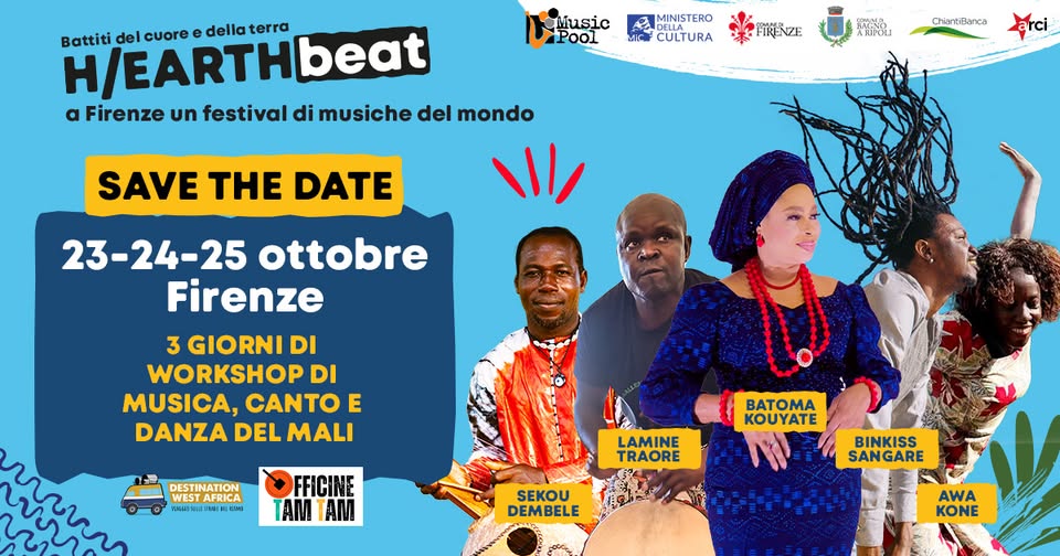 Evento Laboratori E Workshop Di Danza, Canto E Percussioni Del Mali Locandina Laboratori E Workshop Di Danza, Canto E Percussioni Del Mali - da venerdì 23 ottobre - domenica 25 ottobre 2026 ore 13:00 ore 18:30