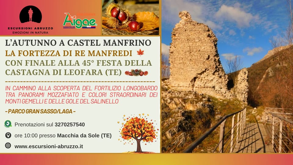 Evento L’Autunno a Castel Manfrino con finale alla 45° Festa della Castagna di Leofara (TE) Locandina L’Autunno a Castel Manfrino con finale alla 45° Festa della Castagna di Leofara (TE) - domenica 25 ottobre ore 10:00 - 15:00