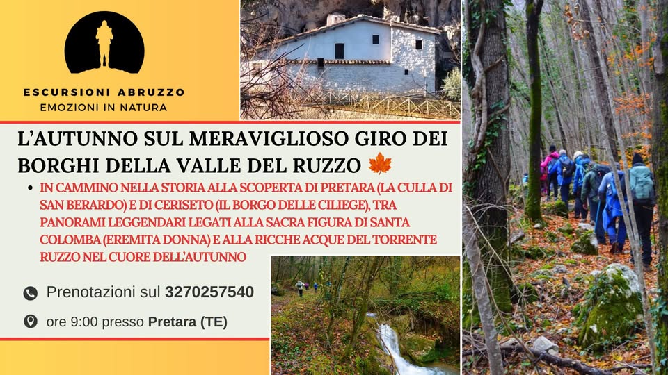 Evento L’Autunno sul meraviglioso giro dei Borghi della Valle del Ruzzo (TE) Locandina L’Autunno sul meraviglioso giro dei Borghi della Valle del Ruzzo (TE) - domenica 4 ottobre ore 09:00 - 15:00