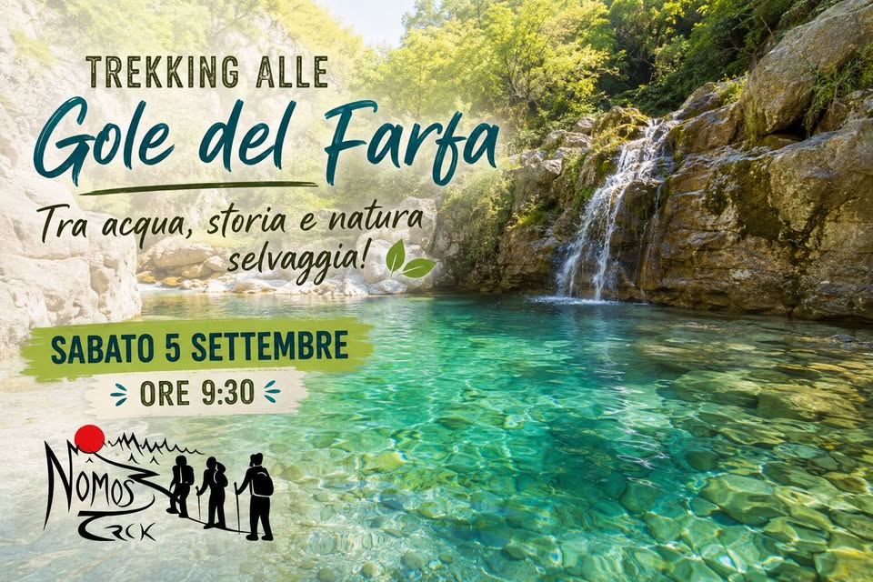 Evento Le Gole del Farfa con Nomos Trek Locandina Le Gole del Farfa con Nomos Trek - sabato 5 settembre ore 09:30 - 15:30