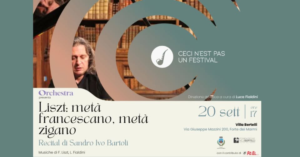 Evento “Liszt metà francescano, metà zigano” Concerto per pianoforte con il M° Sandro Ivo Bartoli Locandina “Liszt metà francescano, metà zigano” Concerto per pianoforte con il M° Sandro Ivo Bartoli - domenica 20 settembre ore 17:00 - 19:00