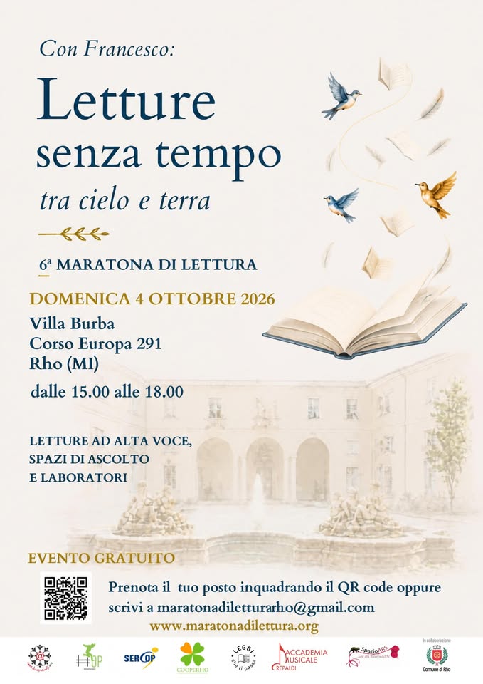 Evento Maratona di lettura Letture senza tempo tra cielo e terra Locandina Maratona di lettura Letture senza tempo tra cielo e terra - domenica 4 ottobre ore 15:00 - 17:00