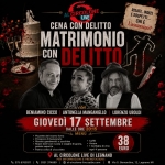 Immagine evento Matrimonio con delitto – Una nuova cena con delitto al Circolone Live a Legnano (MI) Matrimonio con delitto - Una nuova cena con delitto al Circolone Live a Legnano (MI) il 17 settembre 2026