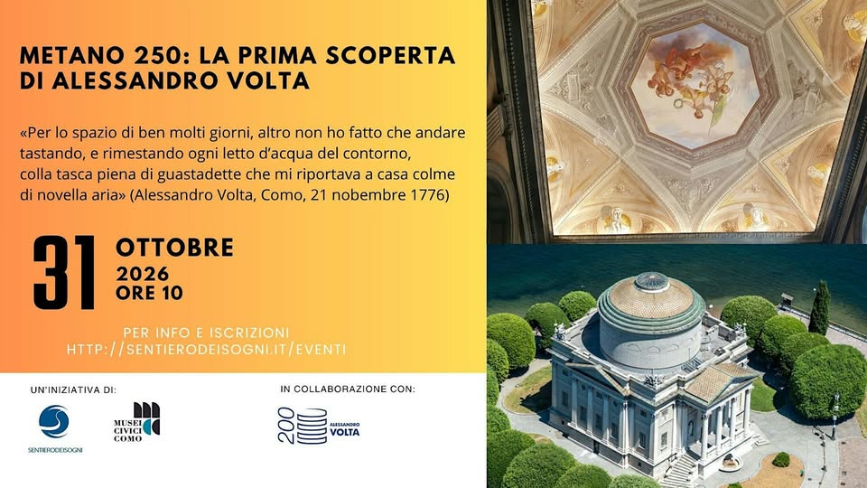 Evento Metano 250 la prima scoperta di Alessandro Volta Locandina Metano 250 la prima scoperta di Alessandro Volta - sabato 31 ottobre ore 10:00 - 12:30