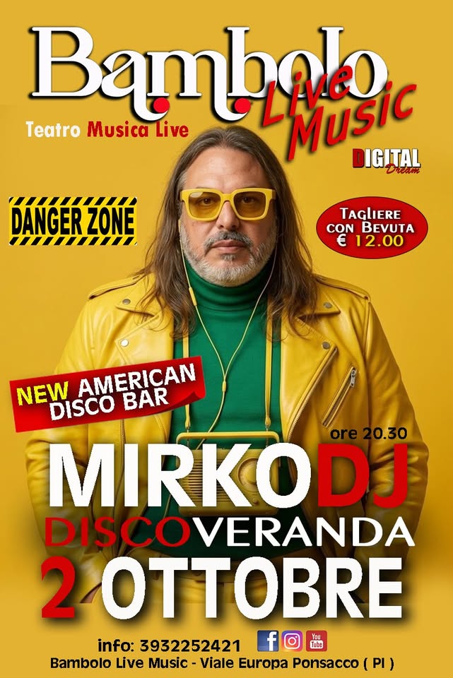 Evento Mirko Dj “Discoveranda” 2 Ottobre Ore 20.30 Locandina Mirko Dj “Discoveranda” 2 Ottobre Ore 20.30 - venerdì 2 ottobre ore 20:00 - 22:00