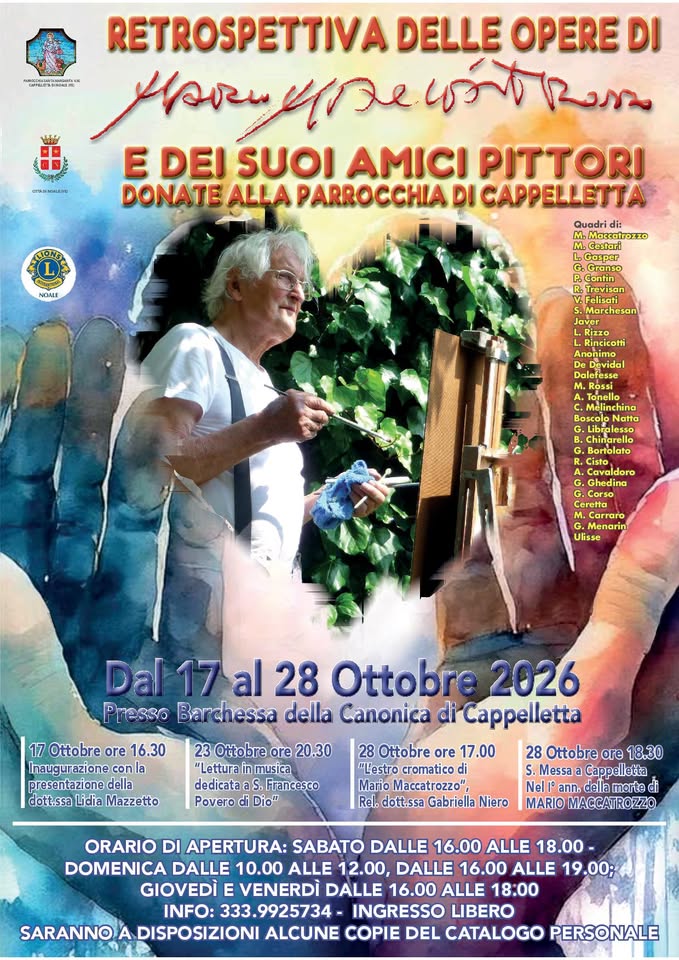 Evento Mostra Mario Maccatrozzo ed i Pittori amici Locandina Mostra Mario Maccatrozzo ed i Pittori amici - da sabato 17 ottobre - mercoledì 28 ottobre 2026 ore 16:30 ore 19:30