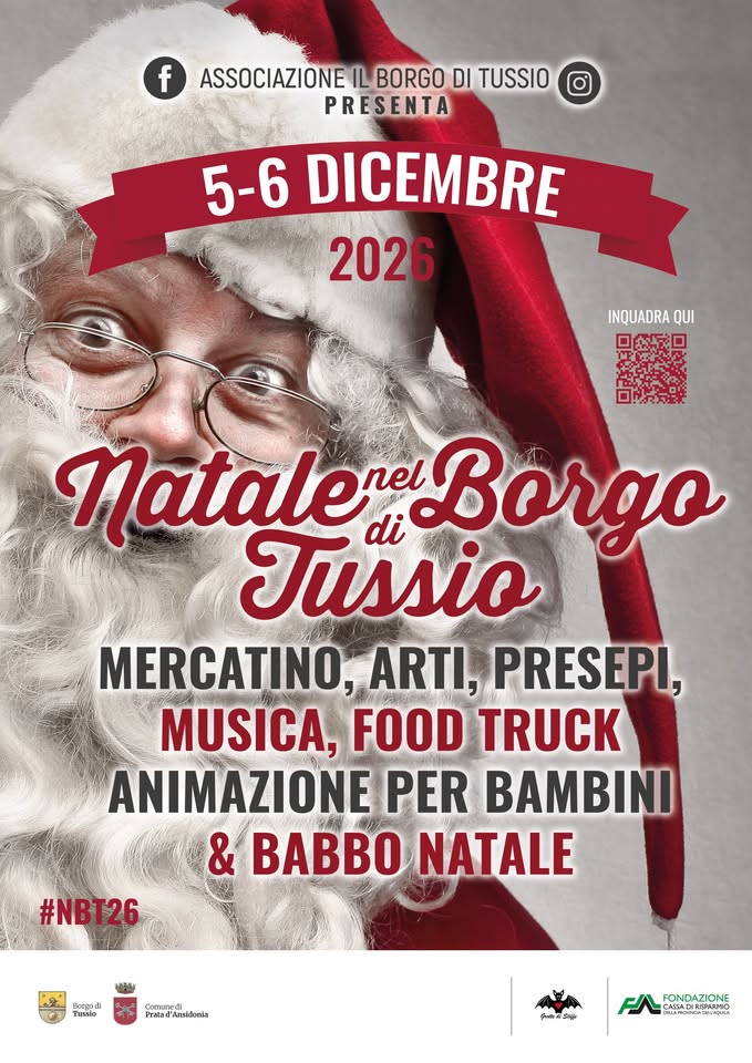 Evento Natale nel Borgo di Tussio 2026 Locandina Natale nel Borgo di Tussio 2026 - da sabato 5 dicembre - domenica 6 dicembre 2026 ore 11:00 ore 22:00