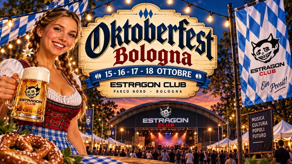 Evento Oktoberfest Bologna 2026 Locandina Oktoberfest Bologna 2026 - da giovedì 15 ottobre - domenica 18 ottobre 2026 ore 19:00 ore 23:00