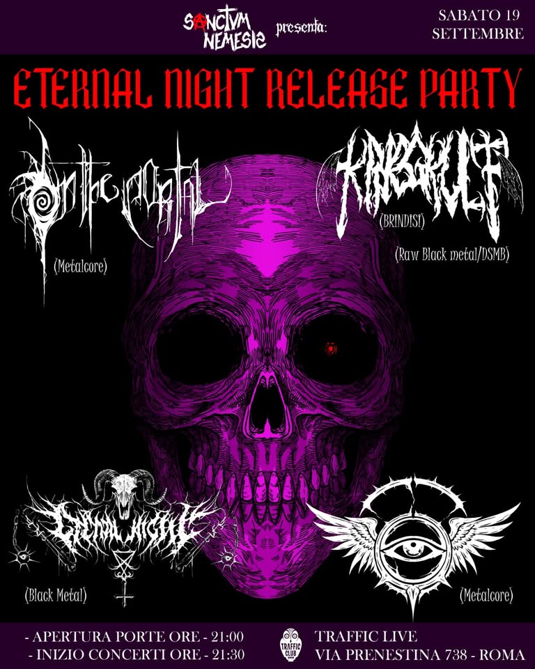 Evento On The Portal (Metalcore) Falso Eden (Metalcore) Eternal Night (Black Metal) Kriegkult Locandina On The Portal (Metalcore) Falso Eden (Metalcore) Eternal Night (Black Metal) Kriegkult - sabato 19 settembre ore 21:00 - 23:00