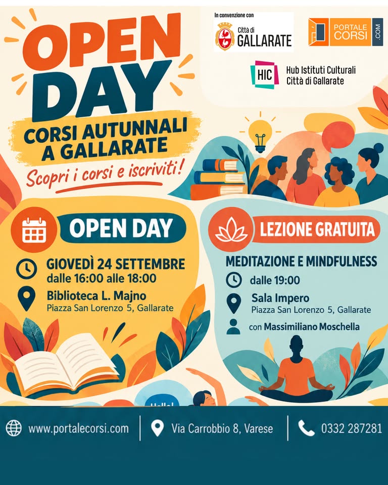 Evento Open Day dei Corsi Autunnali Locandina Open Day dei Corsi Autunnali - giovedì 24 settembre ore 16:00 - 18:00