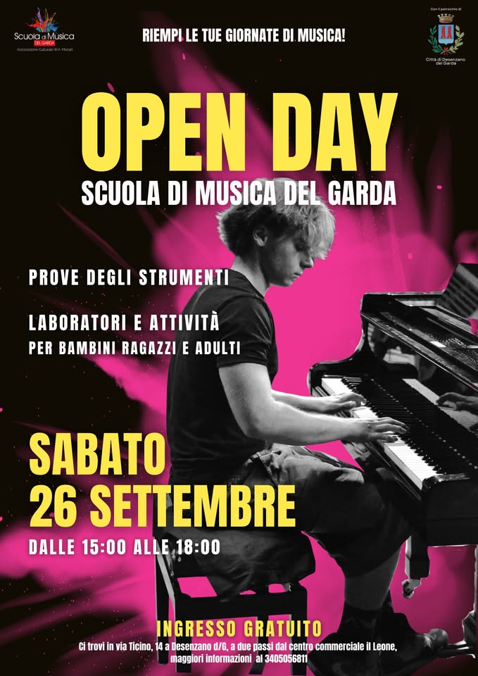 Evento Open Day Scuola Di Musica Del Garda Locandina Open Day Scuola Di Musica Del Garda - sabato 26 settembre ore 15:00 - 18:00