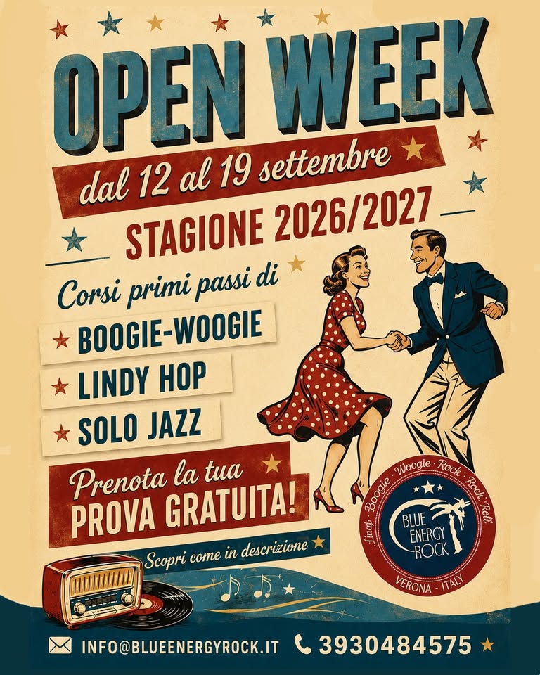 Evento Open Week Stagione 2026/2027 Locandina Open Week Stagione 2026/2027 - da sabato 12 settembre - venerdì 18 settembre 2026 ore 11:00 ore 14:00