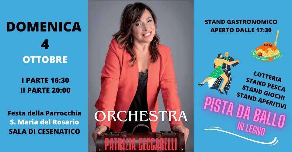 Evento Orchestra Patrizia Ceccarelli – Festa Della Parrocchia 2026 Locandina Orchestra Patrizia Ceccarelli – Festa Della Parrocchia 2026 - domenica 4 ottobre ore 16:30 - 18:30