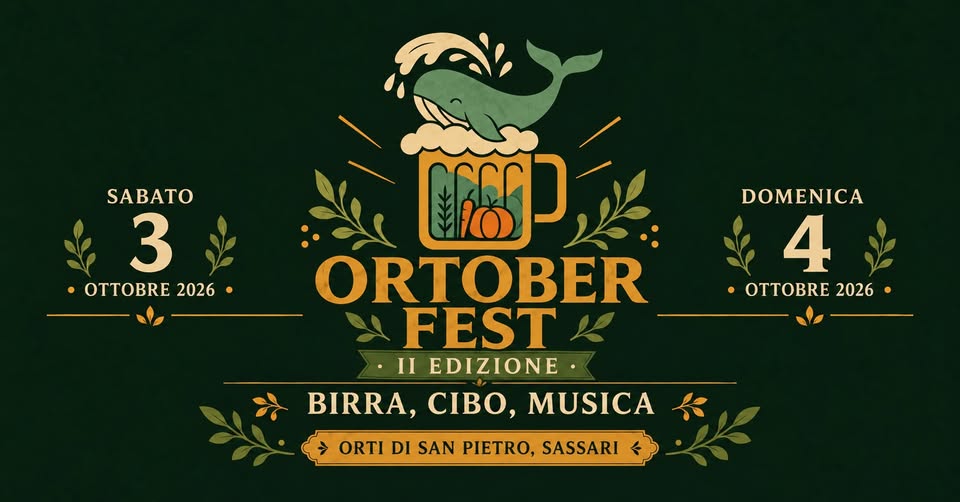 Evento Ortoberfest 2026 Locandina Ortoberfest 2026 - da sabato 3 ottobre - domenica 4 ottobre 2026 ore 18:00 ore 23:45