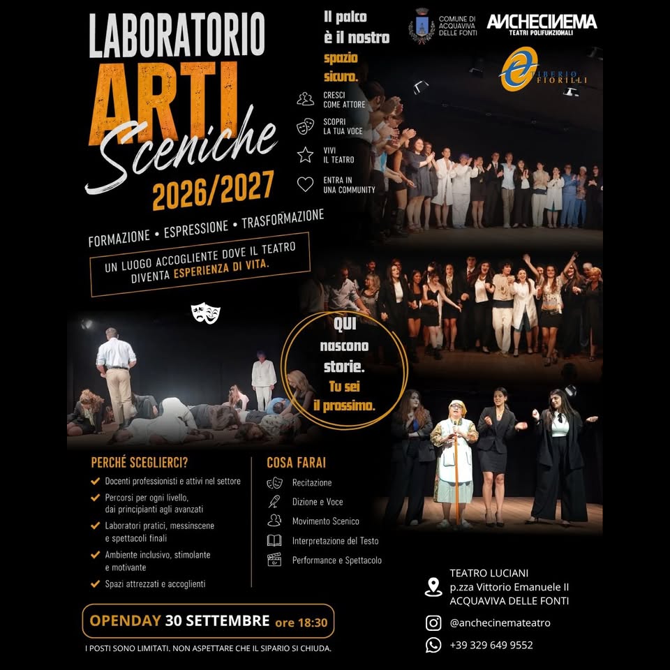 Evento PALCOSCENICO ATTIVO Laboratorio di arti sceniche Open day Locandina PALCOSCENICO ATTIVO Laboratorio di arti sceniche Open day - mercoledì 30 settembre ore 18:30 - 20:30