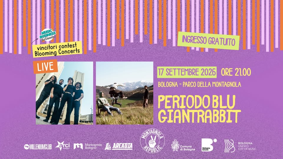 Evento PERIODO BLU live – GIANTRABBIT live – Montagnola Republic Vincitori del contest Blooming Concert Locandina PERIODO BLU live – GIANTRABBIT live – Montagnola Republic Vincitori del contest Blooming Concert - giovedì 17 settembre ore 21:00 - 23:00