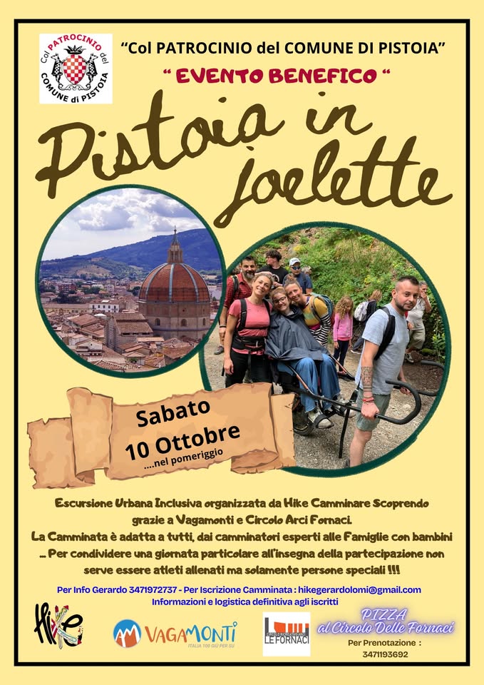 Evento “Pistoia in joelette” Locandina “Pistoia in joelette” - sabato 10 ottobre ore 15:00 - 19:00