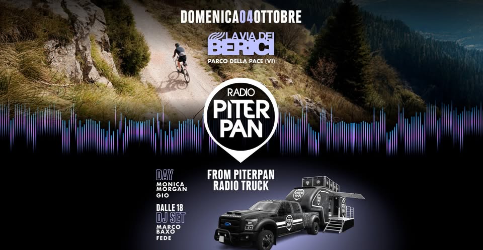 Evento Piterpan Day & Dj Set – La Via dei Berici Parco della Pace VI Locandina Piterpan Day & Dj Set – La Via dei Berici Parco della Pace VI - domenica 4 ottobre ore 08:00 - 10:00