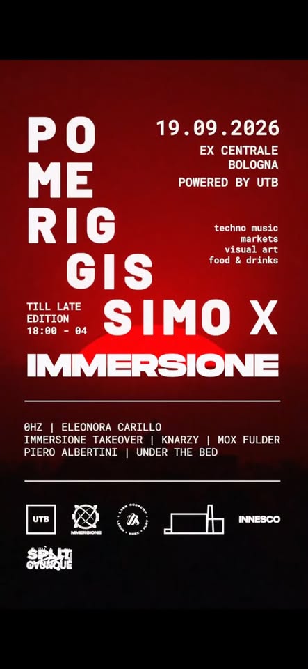 Evento Pomeriggissimo Locandina Pomeriggissimo - sabato 19 settembre ore 18:00 - 04:00